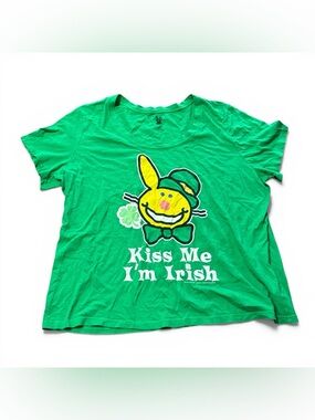 Vintage Y2K Jerry Leigh Short Sleeve Tshirt Happy Bunny Kiss Me I’m Irish 3X
